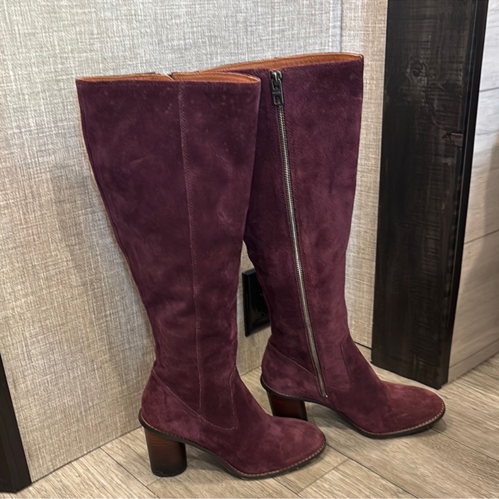 Coach Over the Knee Boots in Deep Burgundy - Picture 2 of 7